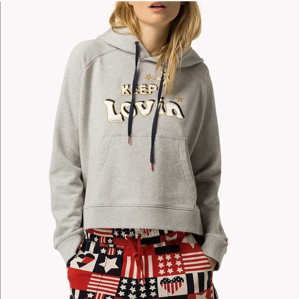 Sudadera con capucha Tommy Hilfiger x Gigi Hadid 2017 gris brillante mantener vibrante talla S Foto 4 de 4