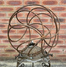 Hand Forged Rusty Iron Large Garden or Interior Ball Swirl Orb Sphere Structure