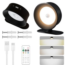 2X Rechargeable LED Wall Sconce Lights Magnetic Wall Mounted Night Lamp + Remote