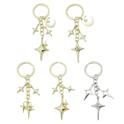 Stylish Moon Star Cutout Alloy Keychain Charm Keyrings Adornment For Women Gift