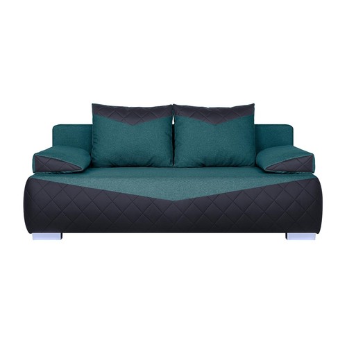 Boxspringsofa - schwarz-petrol - Karosteppung - Dauerschläfer Sofa Couch - Bild 4 von 10
