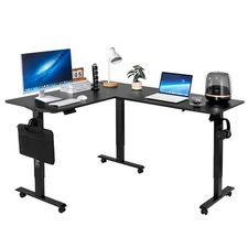 Uimoso L Shaped Desk Electric Adjustable Height Corner Gaming Desk with Wheels