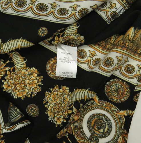 NWOT Vintage Royalty Baroque Gold Black Stretch Long Sleeve Button Shirt 1X - Picture 4 of 5