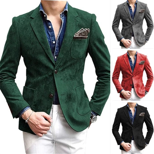 Men Formal Work Blazer Jacket Casual Button Slim Fit Suit Business Coat Tops - Picture 2 of 15