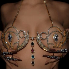 Women Necklace Rhinestone Bras Floral Tassels Color  Droplet Body chain 28019