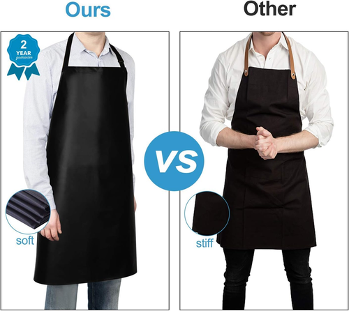 2 Pack Waterproof Rubber Vinyl Apron 40 Inch Chef Aprons for Men Heavy Duty Chem - Picture 7 of 12