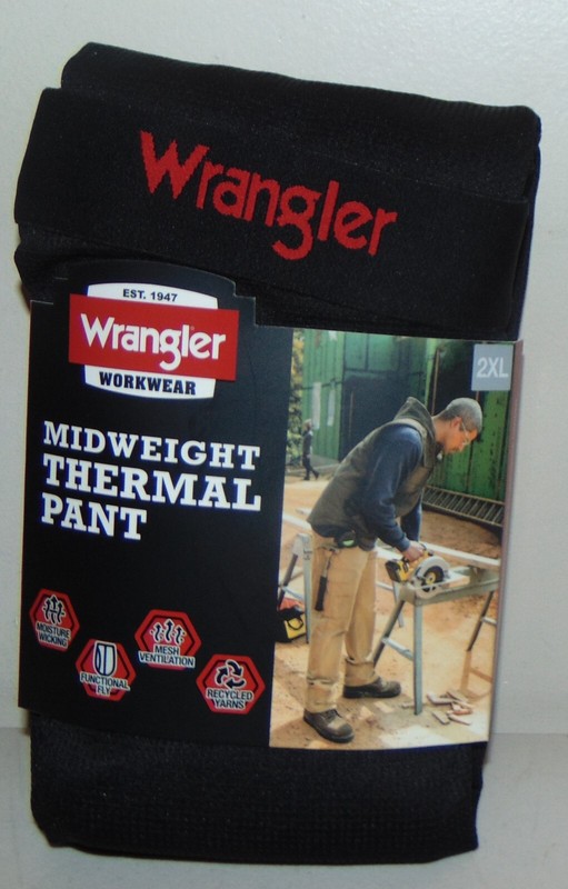 Wrangler Workwear Midweight Thermal Pant Black Moisture Wicking Black 2XL 44-46