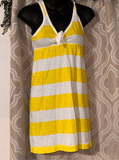 Beautiful vibrant colors Babydoll Bow Mini Dress Yellow Striped Womens size Smal