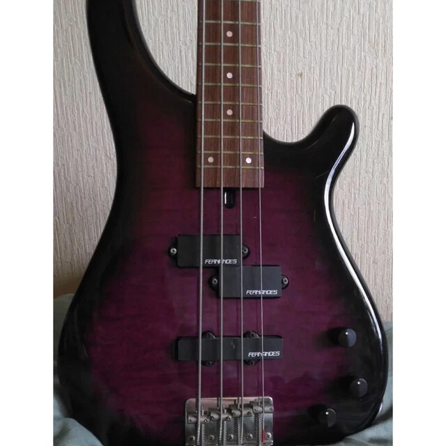 Electric Bass Guitar Fernandes FRB40 SPB Purple Sunburst 1995 90% Frets  Remain