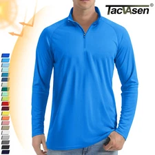 UPF50+ Mens 1/4 Zip Long Sleeve UV Shirts Sun Protection Performance Fishing Tee