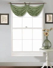 1 Semisheer faux Silk Shiny Waterfall Window Grommet Top Swag Valance 55"X24"V24