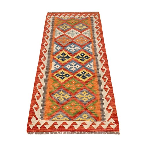 Wool Afghan Rug Runner Chobi Vegetable Kilim Handmade Craft 6.4x2.6 ft - Picture 3 of 8