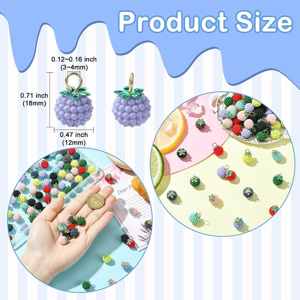 100x Dijes de plástico de bayas colgantes para pulsera pendientes collar fabricación de joyas Foto 3 de 4