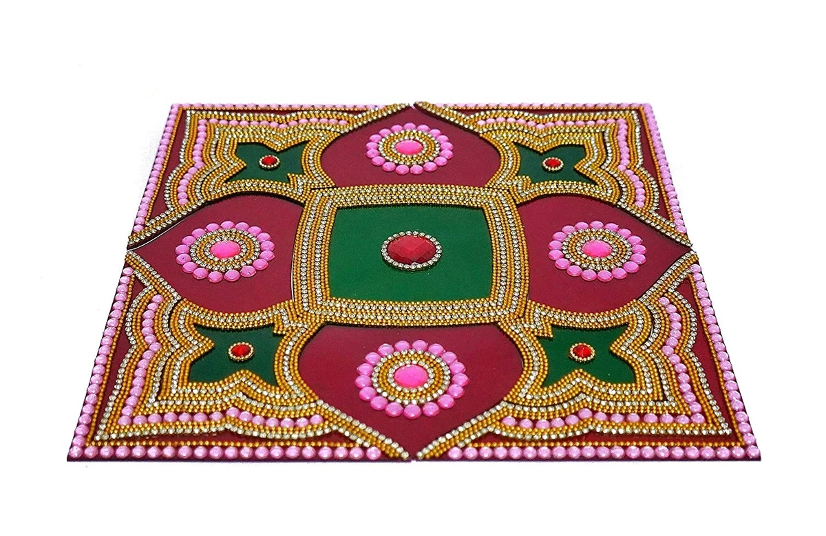 Festival of Lights with Multicolor Kundan Decorated Rangoli For