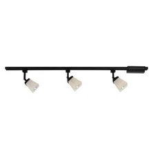 3-Light Matte Black Linen Glass Linear Track Lighting Kit