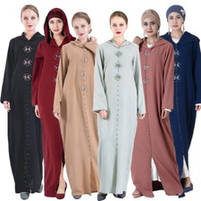 Hooded Moroccan Women Robe Kaftan Muslim Long Dress Dubai Abaya Party Gown Dress