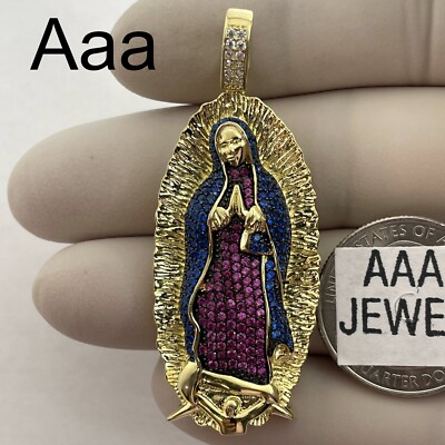 925 Solid Sterling silver Cubic Zirconia VIRGIN MARY Pendant | eBay