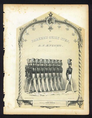 1842 Parker's Quick Step - A Knight - Original Sheet Music Lithograph
