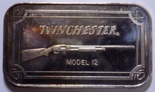 Winchester Model 12 Shotgun 1 troy oz .999 fine silver art bar nice toning