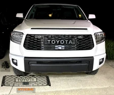 Fits 14-21 Toyota Tundra Black TRD PRO Style Mesh Grille w/Magnetic Gray Letters