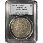 🔥🔥1890‑CC Morgan Silver Dollar • PCGS VF30 • VAM‑4 Tailbar • TOP 100 Variety