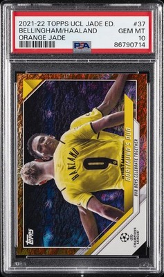 TOPPS CHAMPIONS LEAGUE JADE EDITION ERLING HAALAND/JUDE BELLINGHAM 10/25 PSA 10