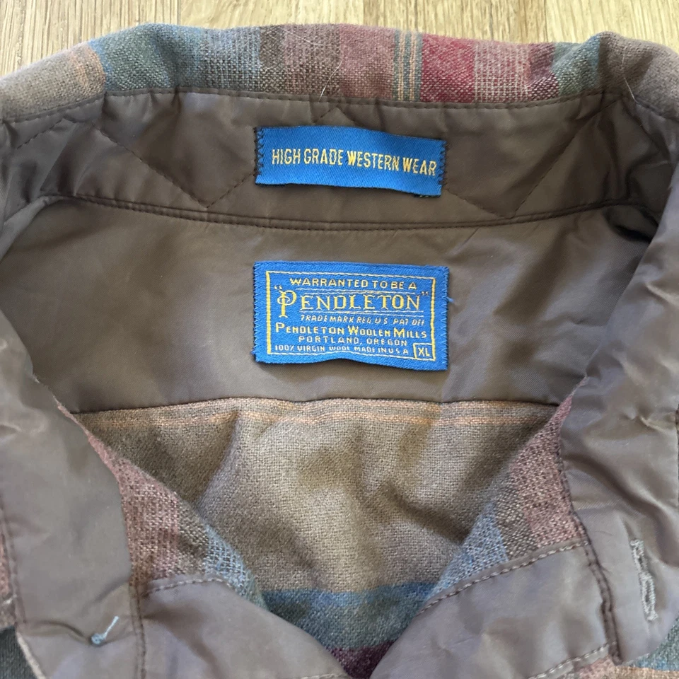 Men XL Pendleton Wool Button Shirt High Grade Western Wear Blanket Vintage READ - Image 2 of 4