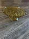 Avocado Green Anchor Hocking Fairfield Pedestal Cake Plate 10” 1970s MCM Vintage