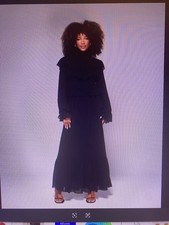 Asos Daska high neck chiffon ruffle maxi dress in black, NEW with tags, size 16