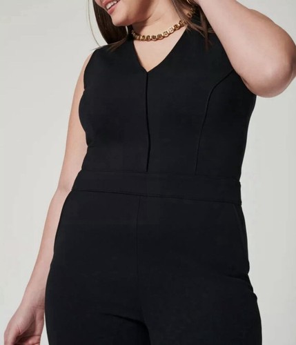 SPANX Plus The Perfect Jumpsuit Flare Leg Sleeveless Stretch Black sz 1X PETITE - 第 2/10 張圖片