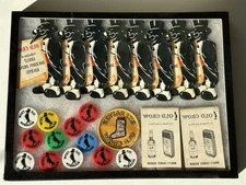 Vintage Old Crow Whiskey Miscellaneous Items In A Glass Panel Display Box