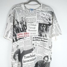 Alvin Ailey Vtg 1998 40th Anniversary AOP Newspaper Sz L Dance Art Rap Galliano