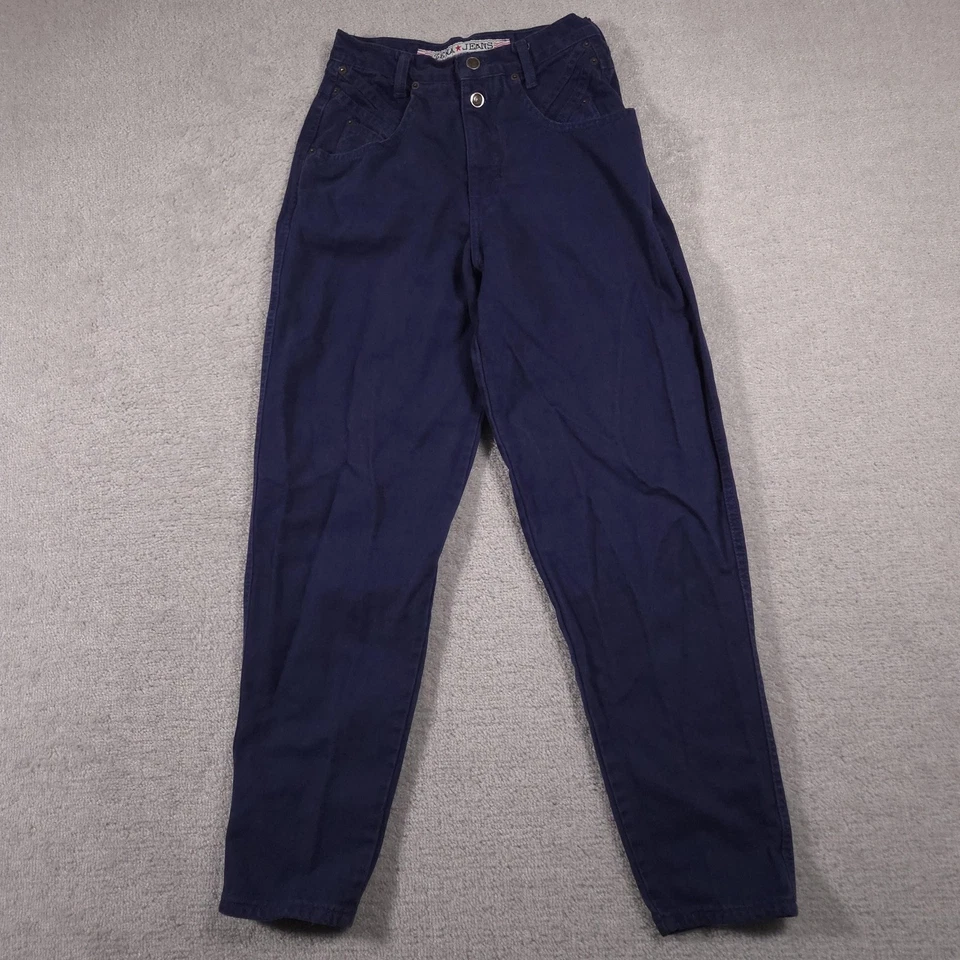Jeans Zena Vintage Feminino 6 Azul Marinho Escuro Cintura Alta Perna Cônica Ajuste Mãe Sarja Anos 90 - Imagem 2 de 4