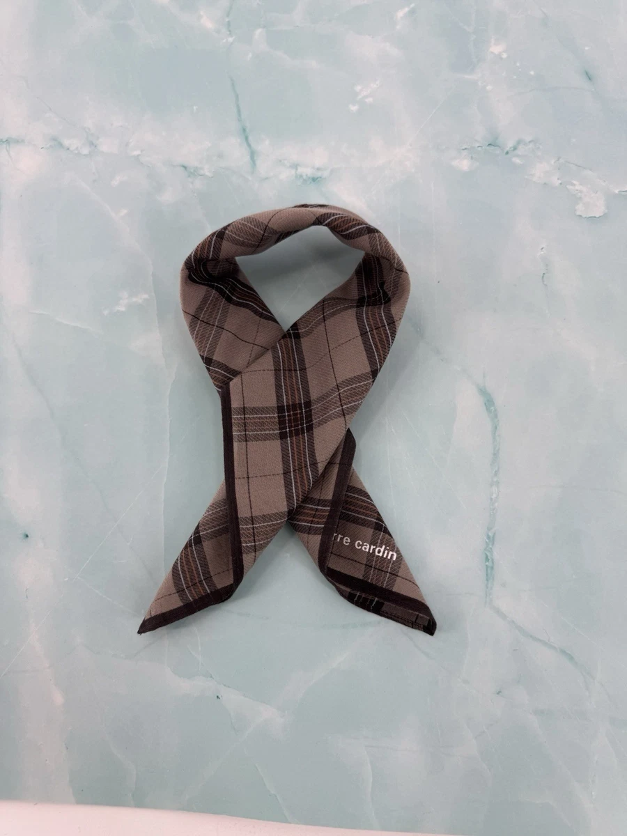 PIERRE CARDIN checkered pattern brown Handkerchief 41.5cm