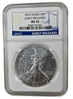 2012 Silver American Eagle Coin MS-70 NGC - Early Releases