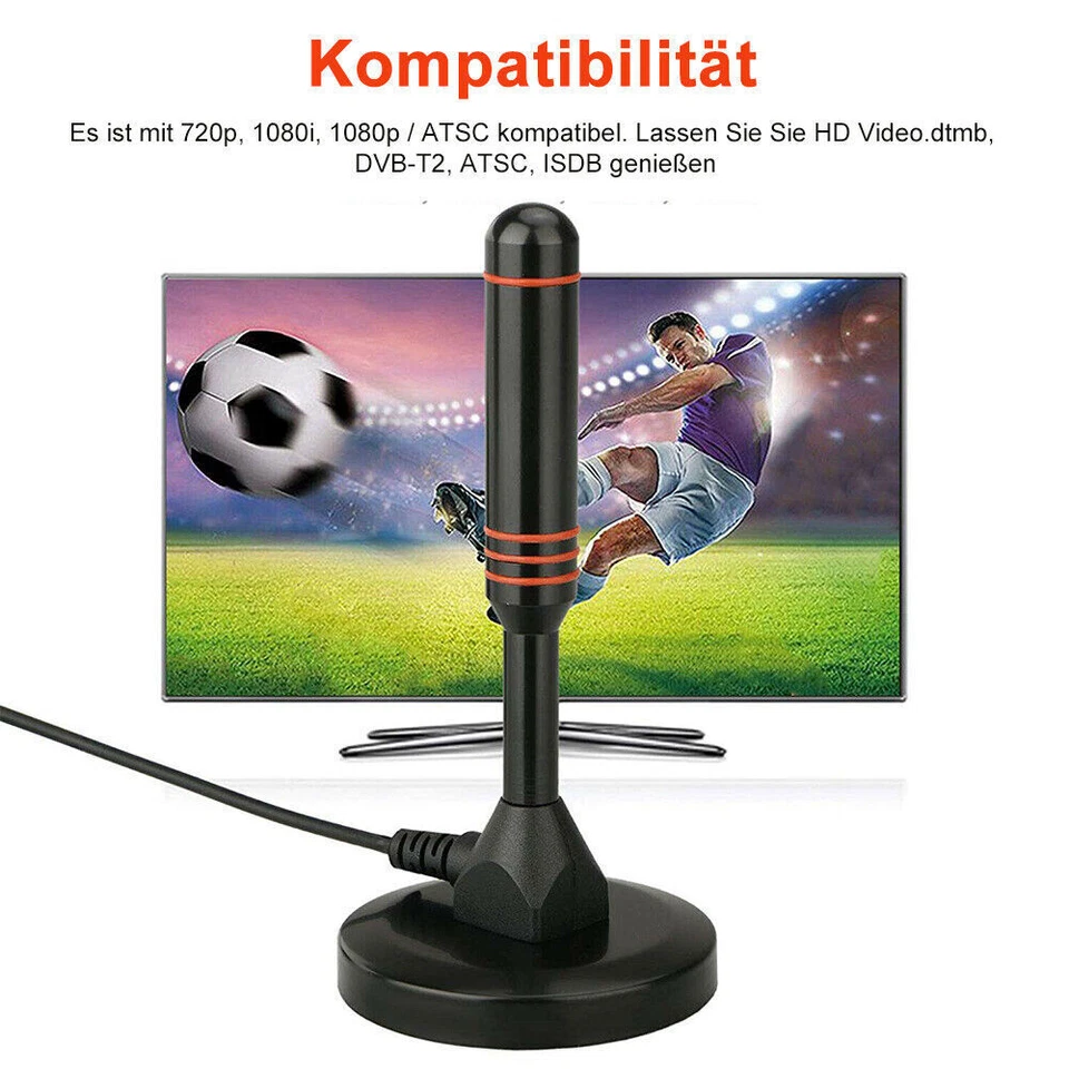 Digital TV DVB-T2 Antenne mit Verstärker HD 4K 1080P TV Zimmerantenne VHF/UHF DE - Bild 3 von 4
