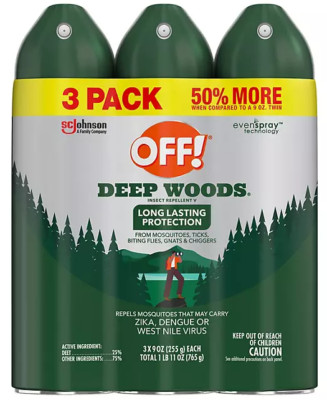 XXL-Pack  OFF! Deep Woods Insect Repellent Mückenspray 3 x 255 gr = 765 g USA