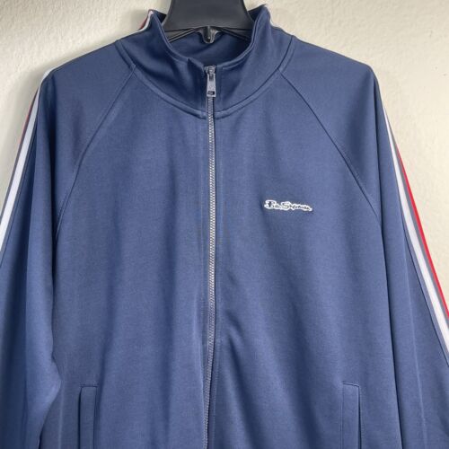 New NWT Ben Sherman Jacket Mens Extra Large Full ZIp Track Jacket Blue Red Retro - Picture 2 of 8