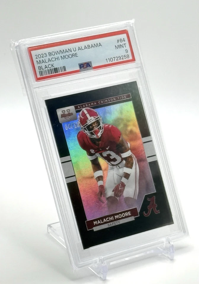 🐘 RARE 2023 Bowman U Alabama Malachi Moore BLACK FOIL 04/10 PSA 9 MINT JETS - Image 4 of 4