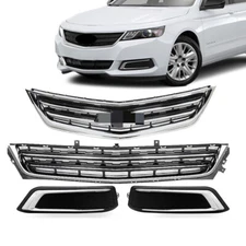 Front Upper Lower Grille Fog Light Bezel 4PC Fit 2014-2020 Chevrolet Impala