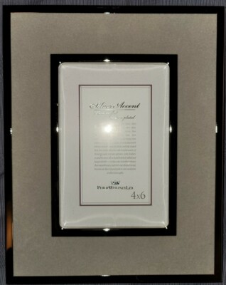Philip Whitney Grey Gray Velvet Double Band 4x6 Photo Frame Brand New