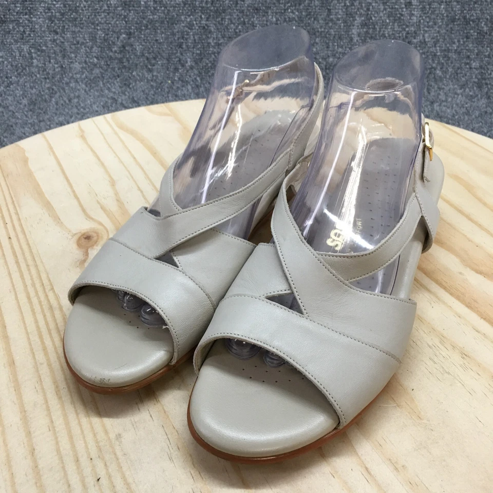 Sas Tripad Comfort Sandals Womens 9.5 M Slingback Wedge 235403 Beige Leather - Image 3 of 4