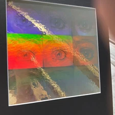 Embossed Hologram - 9 Panel Eyes - Gold - Vintage - Art - 3D  - 1980s - Rare