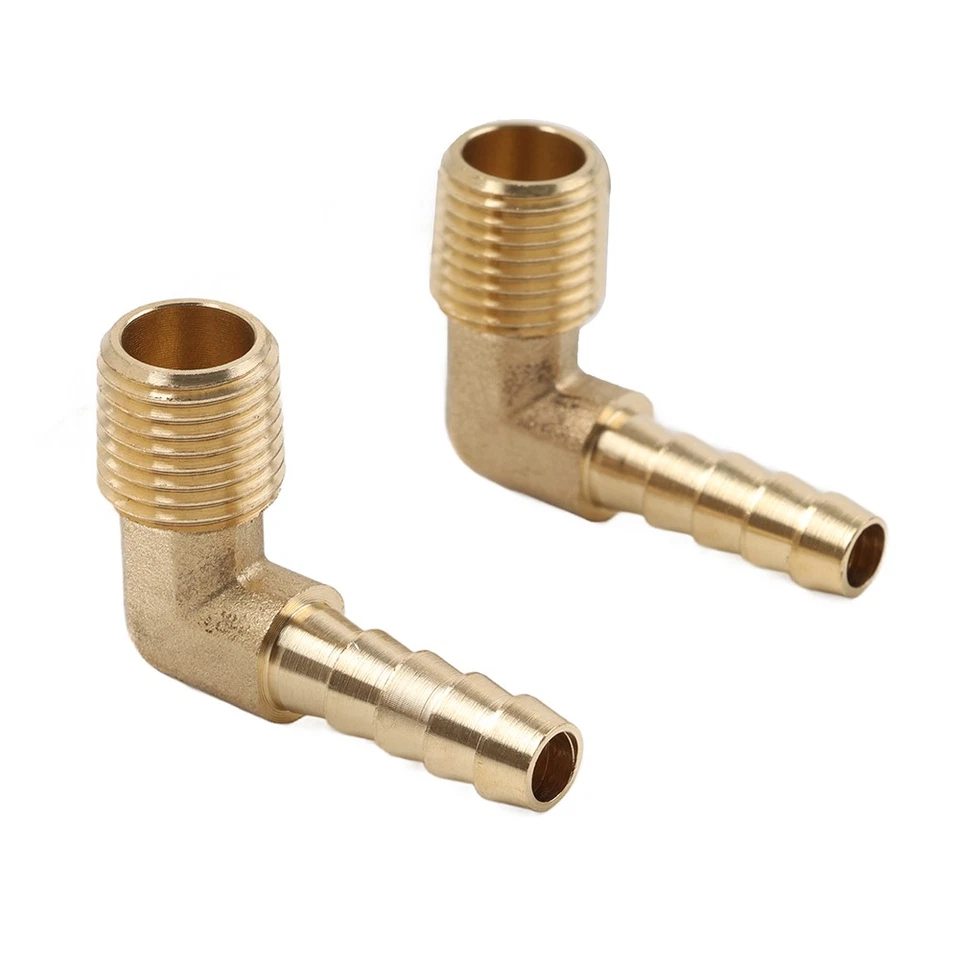 2pcs Brass Hose Barb Fitting Elbow 1/4" x 1/4 NPT Male Thread Pipe Connectors - Image 4 of 4