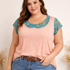 ModCloth Peter Pan Collar Contrast Knit Top - Size Extra Extra Large