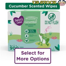 Cucumber Scent Baby Wipes 900 Count Hypoallergenic Gentle Moist Cleansing Pouch