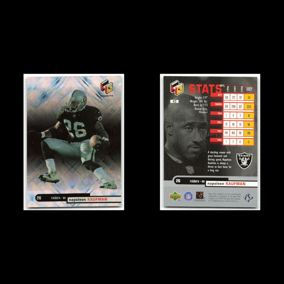 Napoleon Kaufman #42 1999 HoloGrFX Oakland Raiders Football Card NFL NM - Image 3 of 3