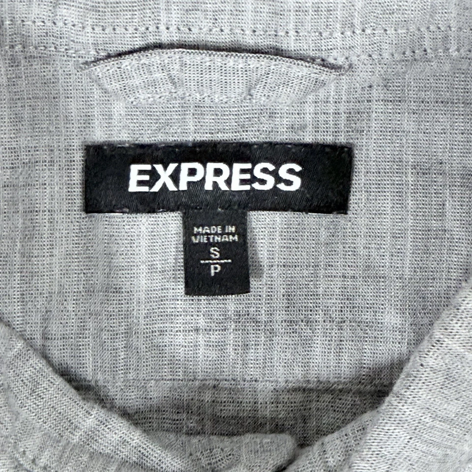 Express Button-Front Short Sleeve Shirt Men's Size Small Gray 100% Cotton Made - Image 3 of 4
