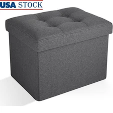 Storage Ottoman Bench W/ Hidden Storage Folding Footrest Padded Seat Home Decor
