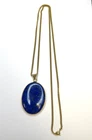 Vintage 9ct 375 Yellow Gold Chain Necklace & Pendant Lapis Lazuli 60cm 23.20g